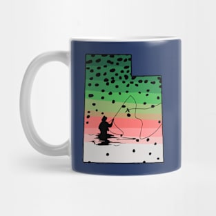 Rainbow Trout Fly Fish Utah State Map Fly Fishing Fisherman Gifts Mug